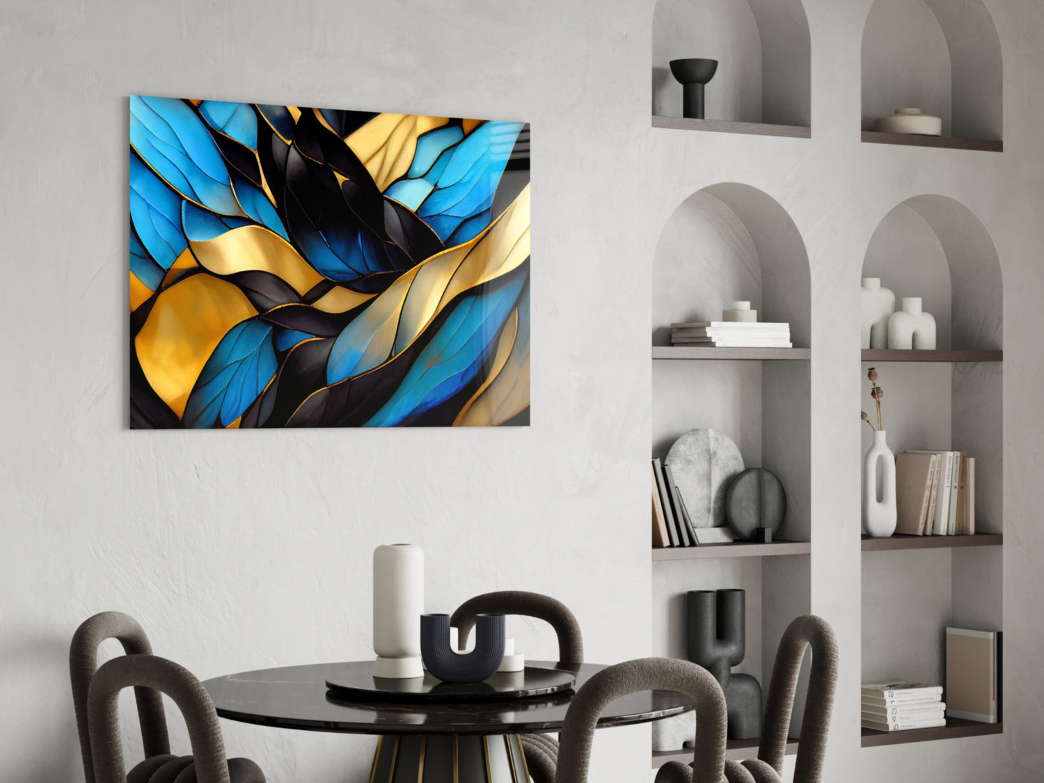 Elegant Leaves Glass Wall Art