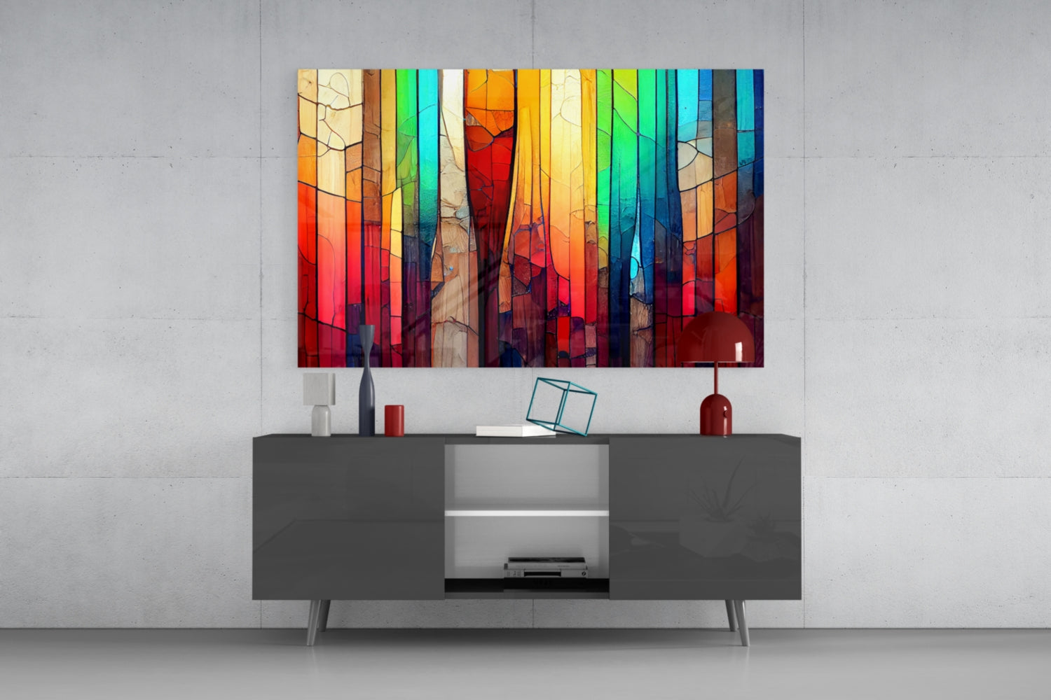 Cracked Rainbow Mosaic Glass Wall Art