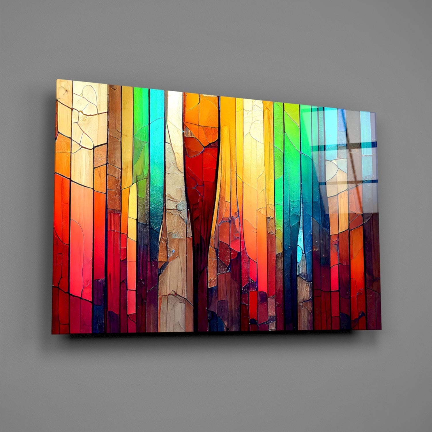 Cracked Rainbow Mosaic Glass Wall Art
