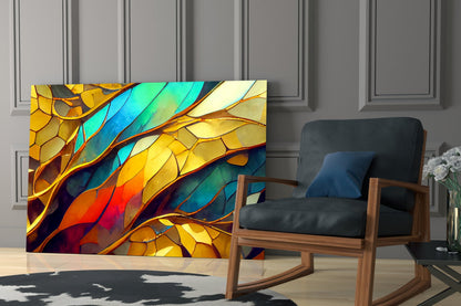 Vibrant Mosaic Leaves Glass Wall Art