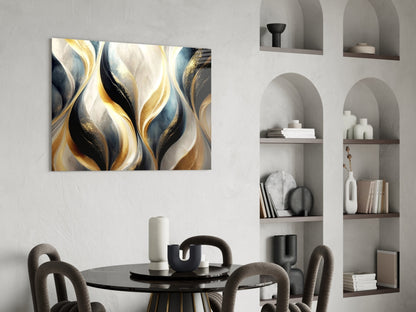 Elegant Gold Swirls on Glass Wall Art