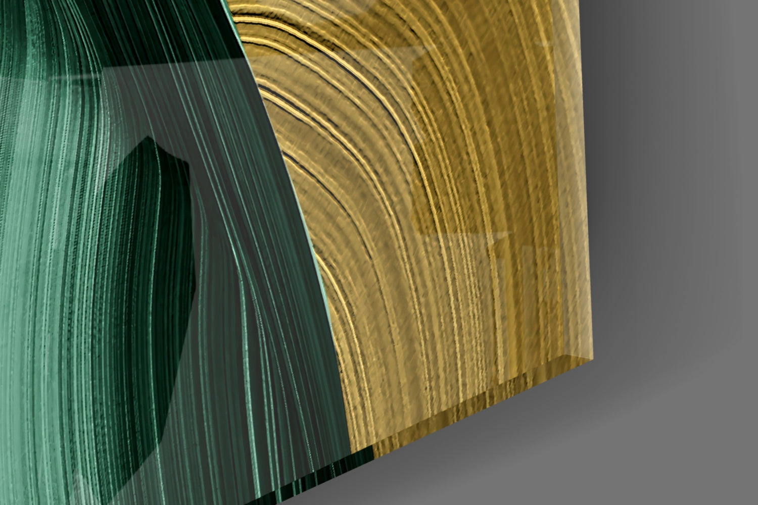 Elegant Swirls in Gold and Green Glass Wall Art