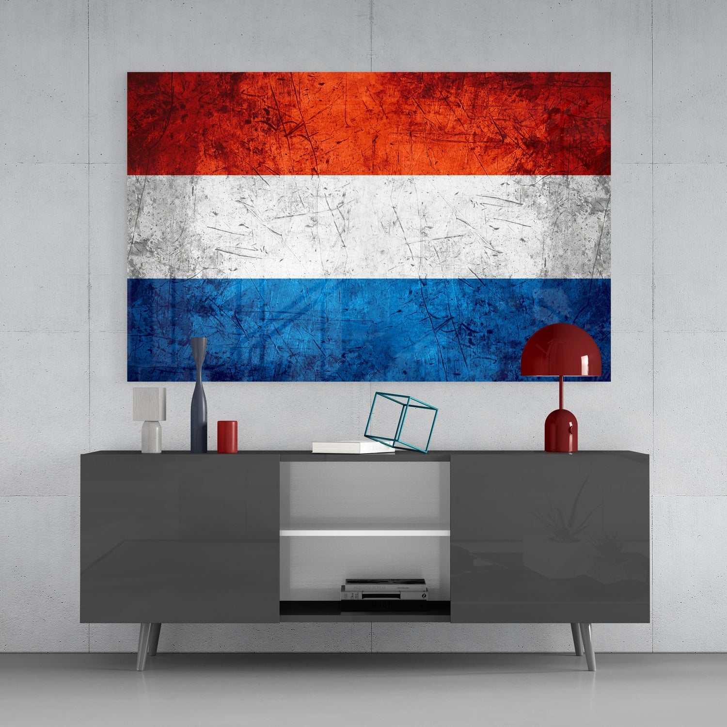Vintage Netherlands Flag Glass Wall Art