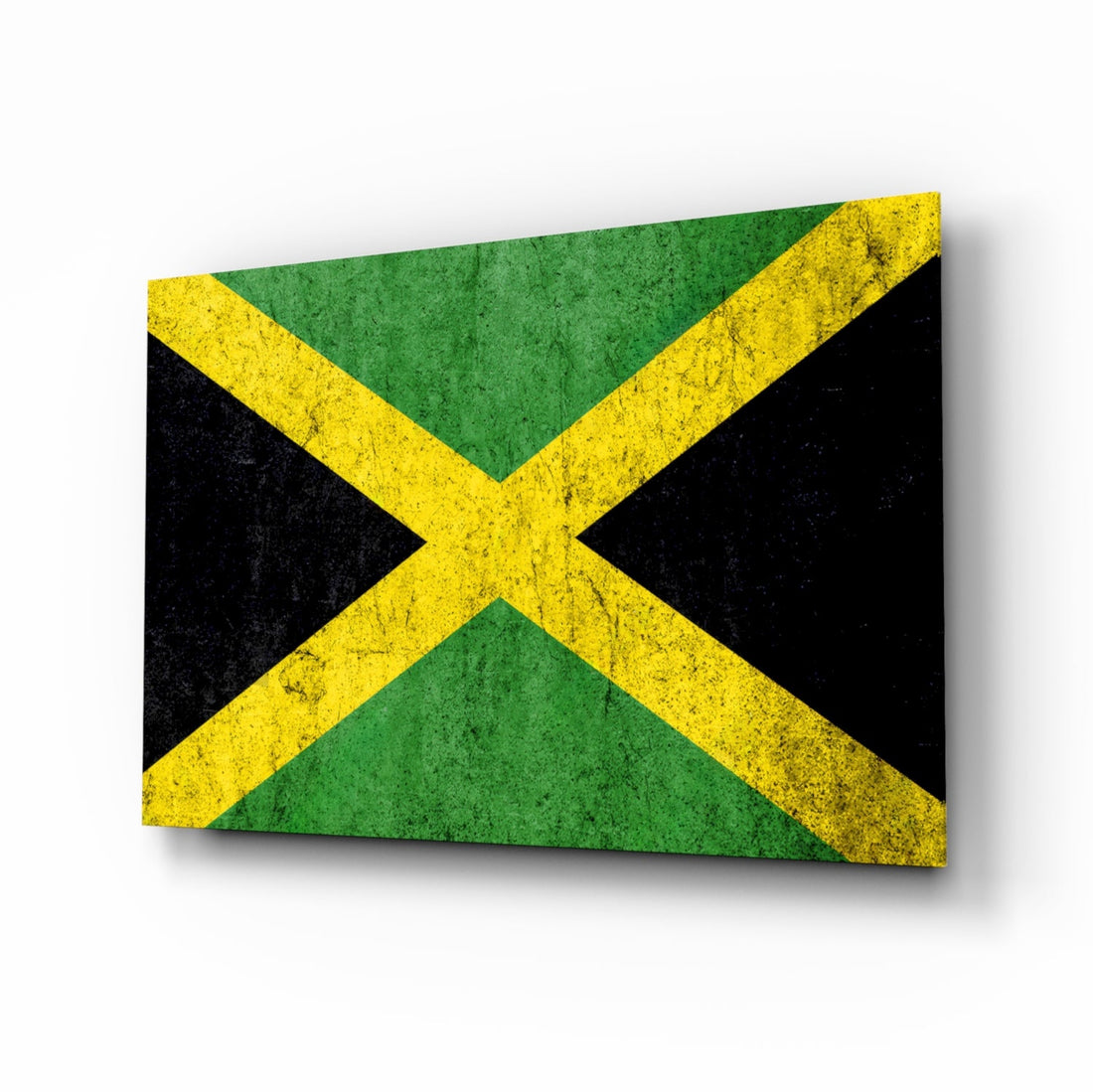 Jamaican Flag Grunge Glass Wall Art