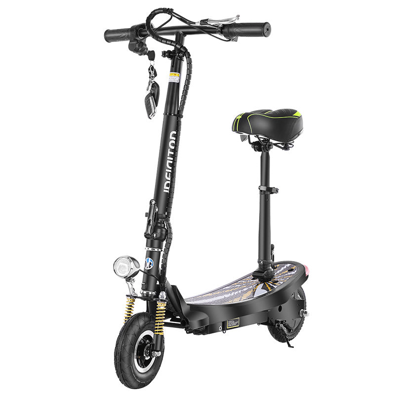 FlipStylez IDEIGITOD Black Foldable Electric Scooter | 24V Lithium Battery, Gold Spring Suspension, LED Headlight, Kids &amp; Adults E-Scooter