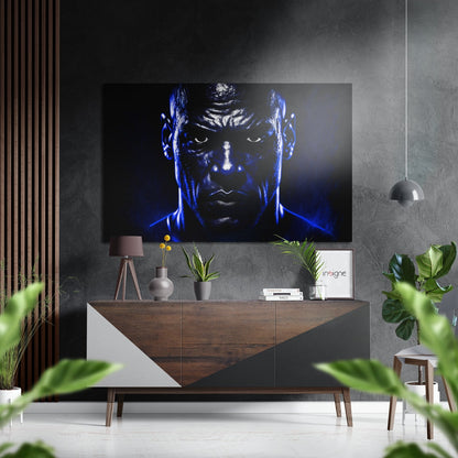 Sapphire Rim Light Boxer Stare Brushed Aluminum Dibond Wall Art