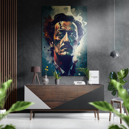 Turquoise Splatter Wild Hair Portrait Brushed Aluminum Dibond Wall Art