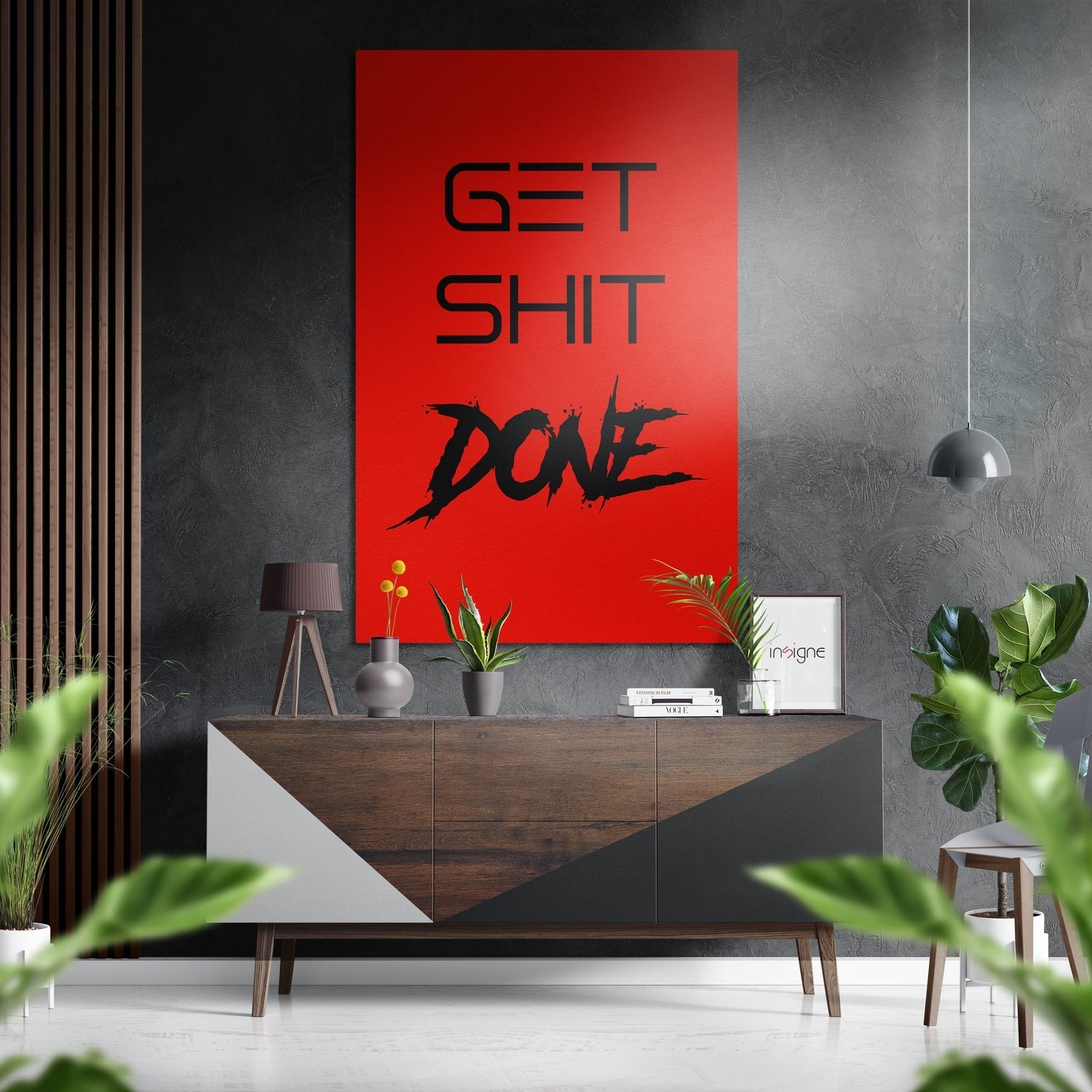 Red Brush Get Shit Done Brushed Aluminum Dibond Wall Art