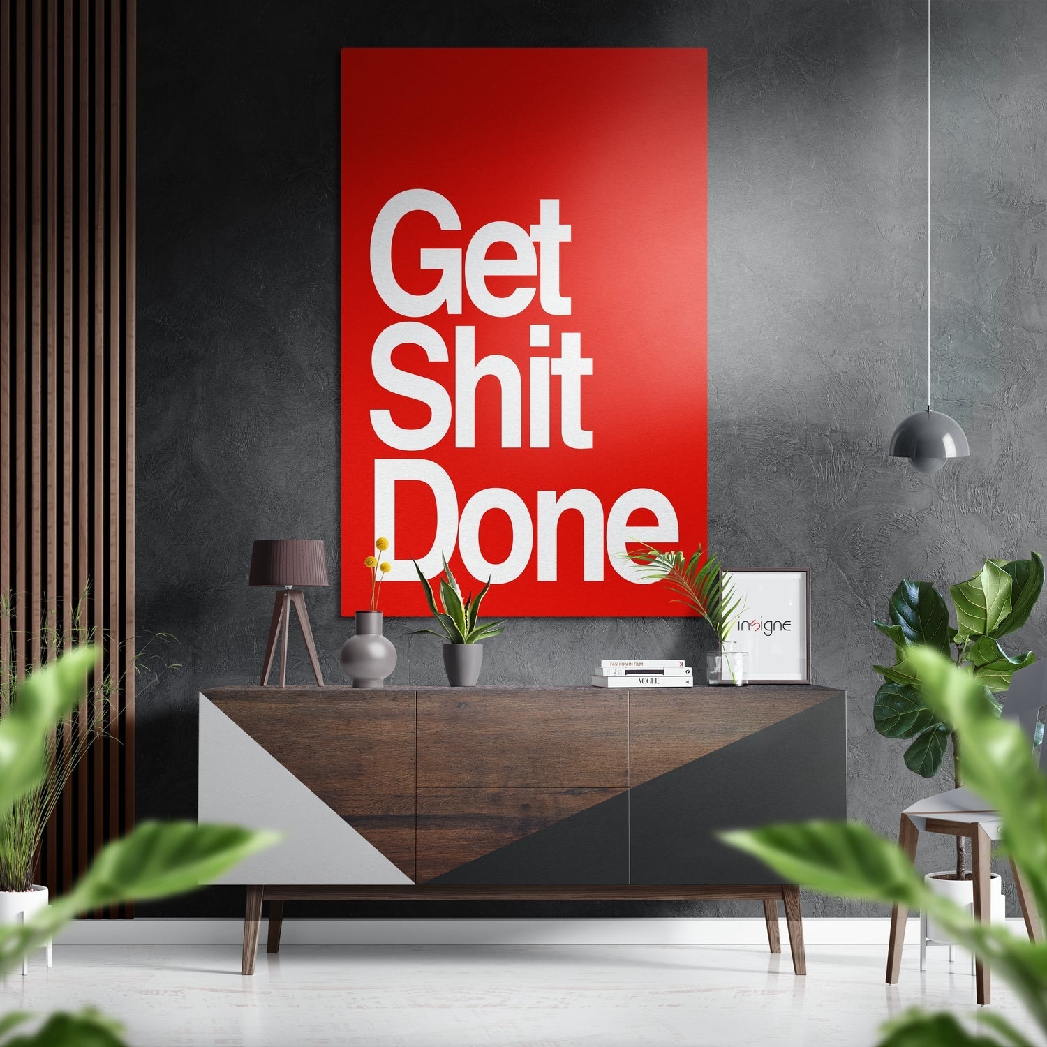 Red White Get Shit Done Brushed Aluminum Dibond Wall Art