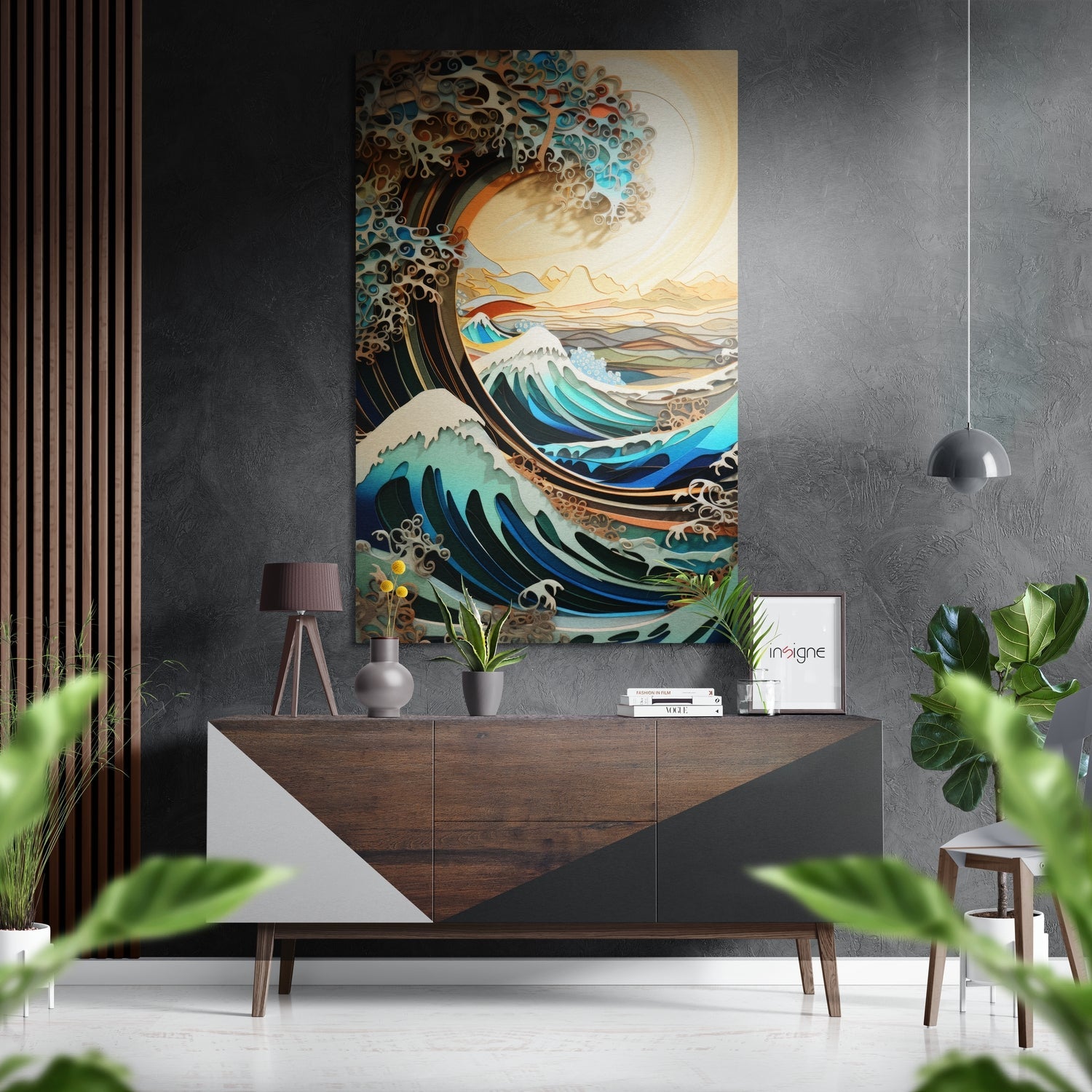 Waves and Mountains Brushed Aluminum Dibond Wall Art