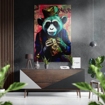 Little Monkey Brushed Aluminum Dibond Wall Art