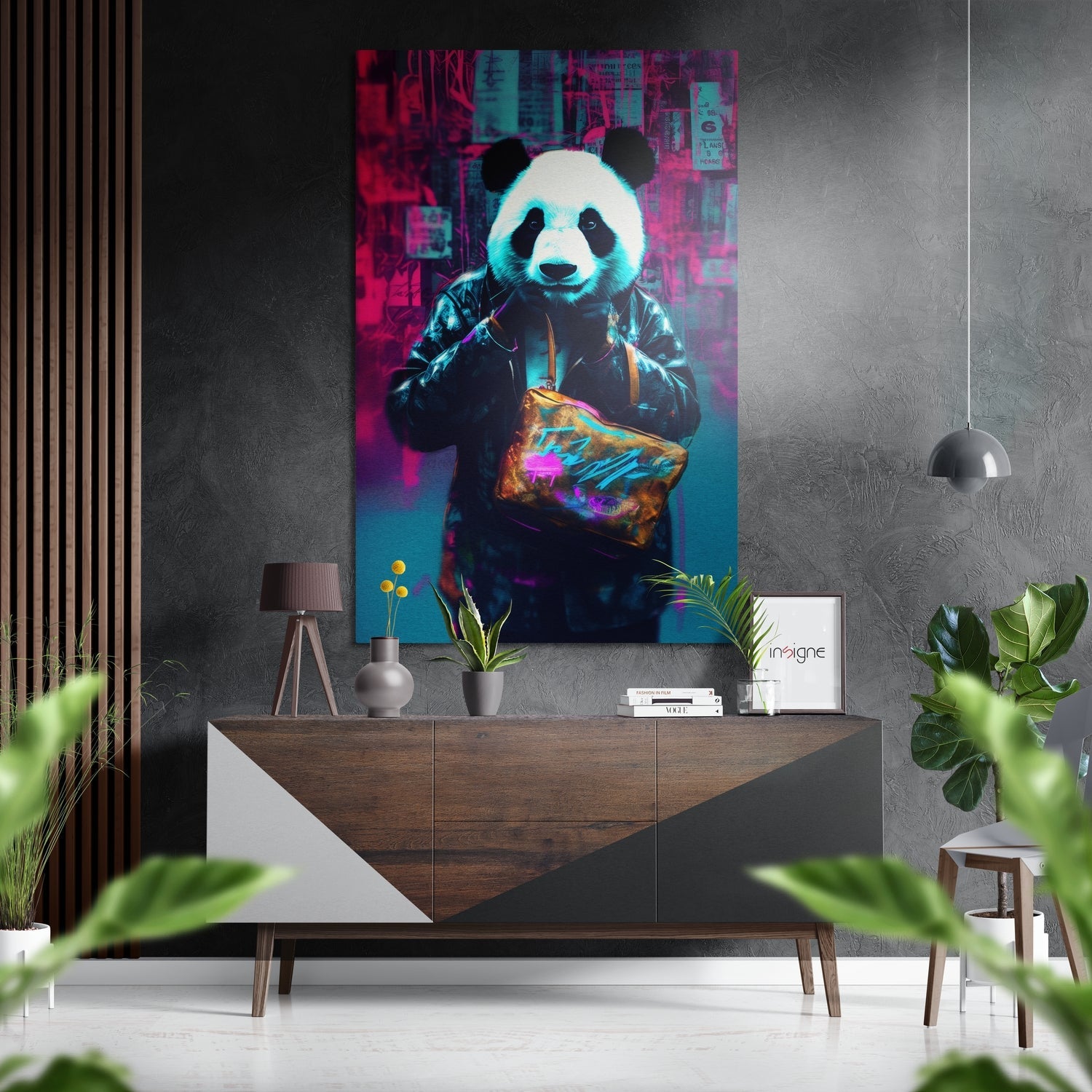 Fashionate Panda Brushed Aluminum Dibond Wall Art