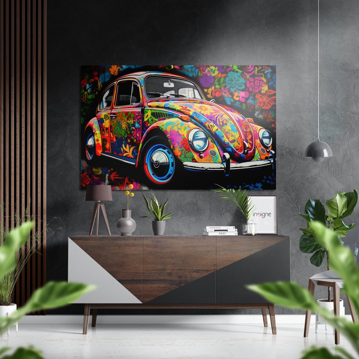 Classic Compact Car Brushed Aluminum Dibond Wall Art