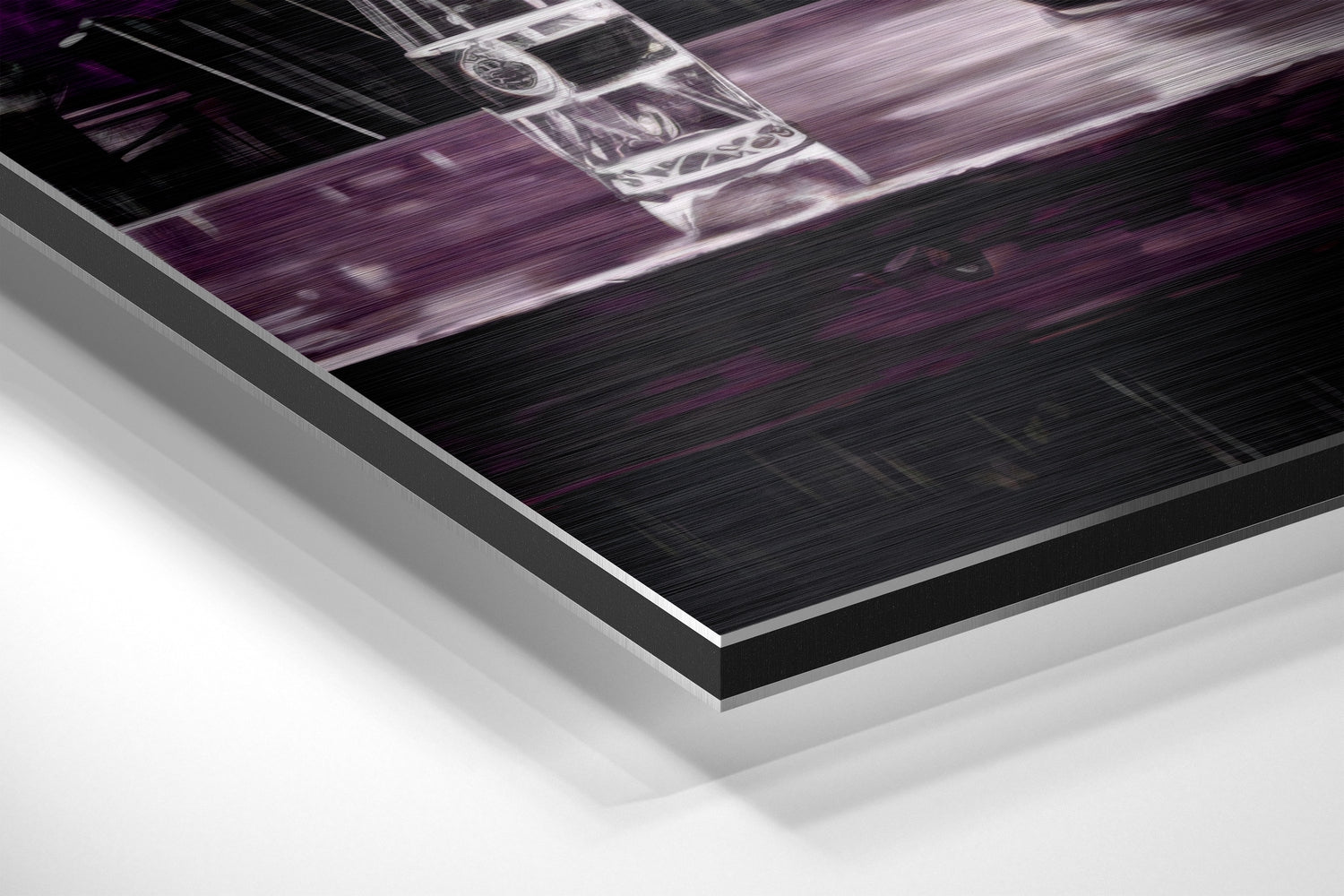 Violet Satin Woman at Bar Brushed Aluminum Dibond Wall Art