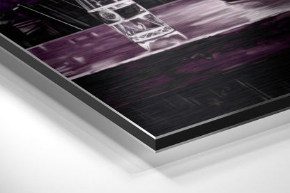 Violet Satin Woman at Bar Brushed Aluminum Dibond Wall Art