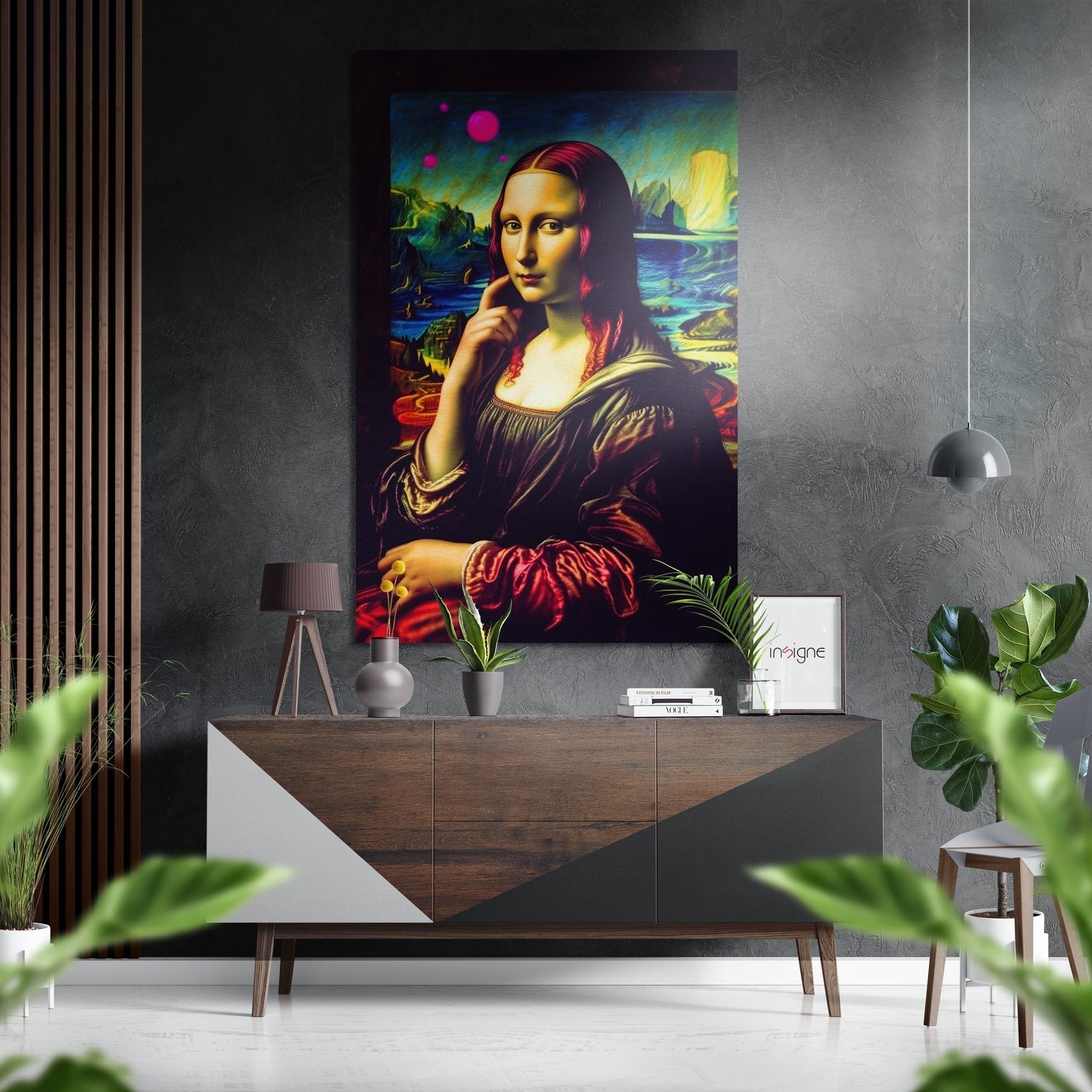 Mona Lisa Vivid Pop Art Landscape Brushed Aluminum Dibond Wall Art