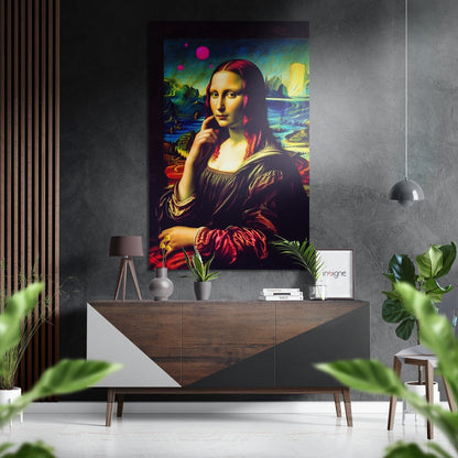 Mona Lisa Vivid Pop Art Landscape Brushed Aluminum Dibond Wall Art
