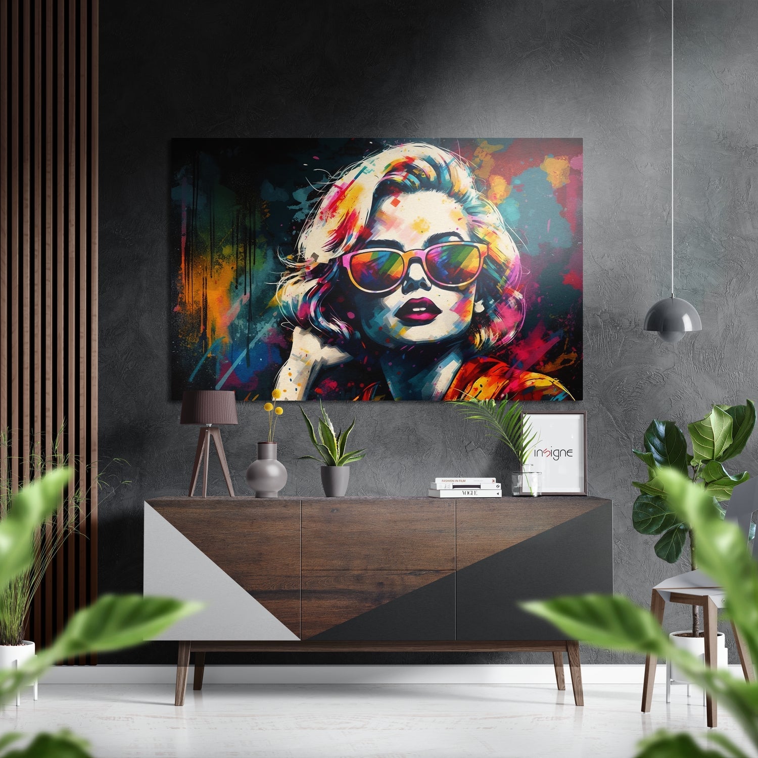 Mirror Shades Hand On Chin Blonde Brushed Aluminum Dibond Wall Art