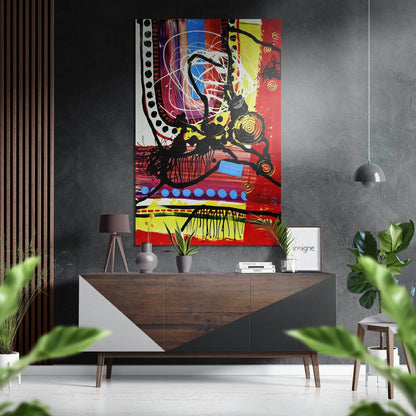Kandinsky Gold Spiral Black Brushed Aluminum Dibond Wall Art