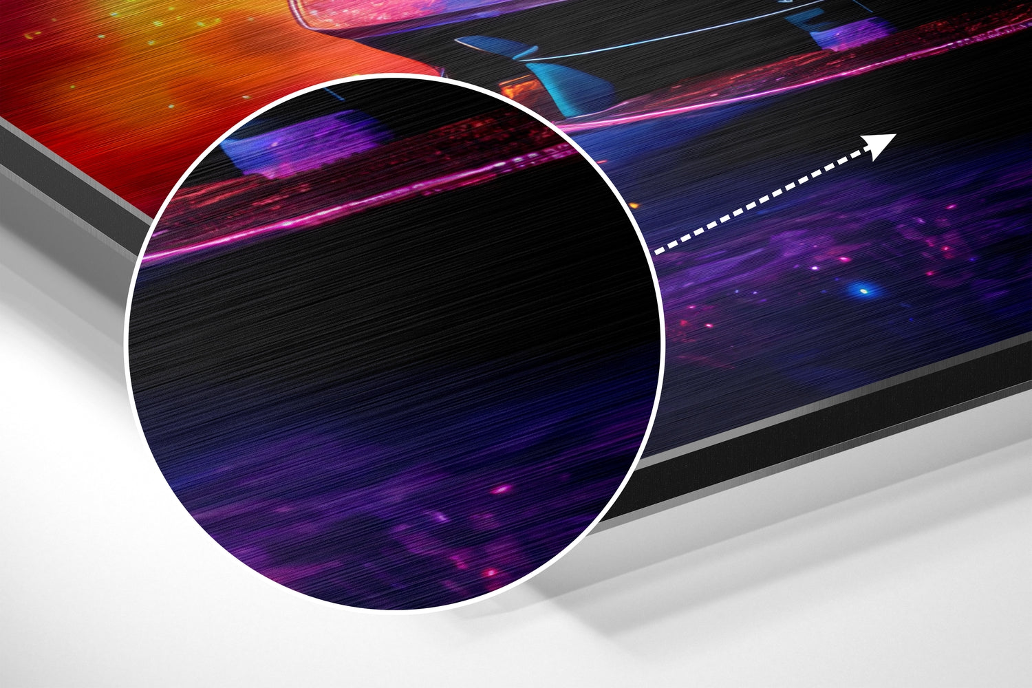 Neon Nebula Galaxy Sports Car Brushed Aluminum Dibond Wall Art