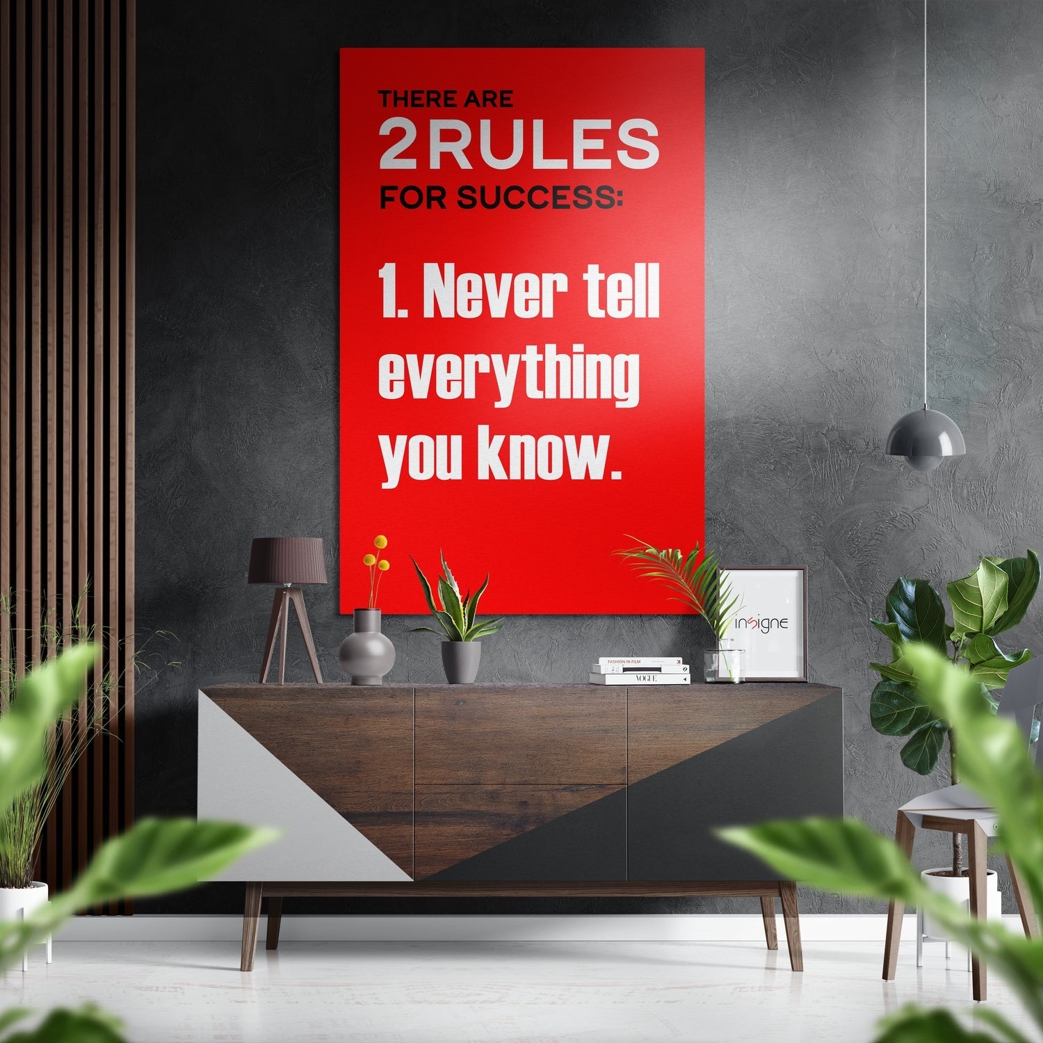 Two Rules for Success Red Quote Brushed Aluminum Dibond Wall Art