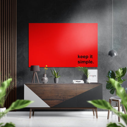 Red Panel Black Text Keep It Simple Brushed Aluminum Dibond Wall Art