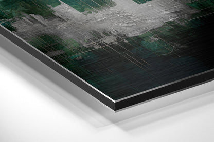 Emerald Mist City Skyline Brushed Aluminum Dibond Wall Art