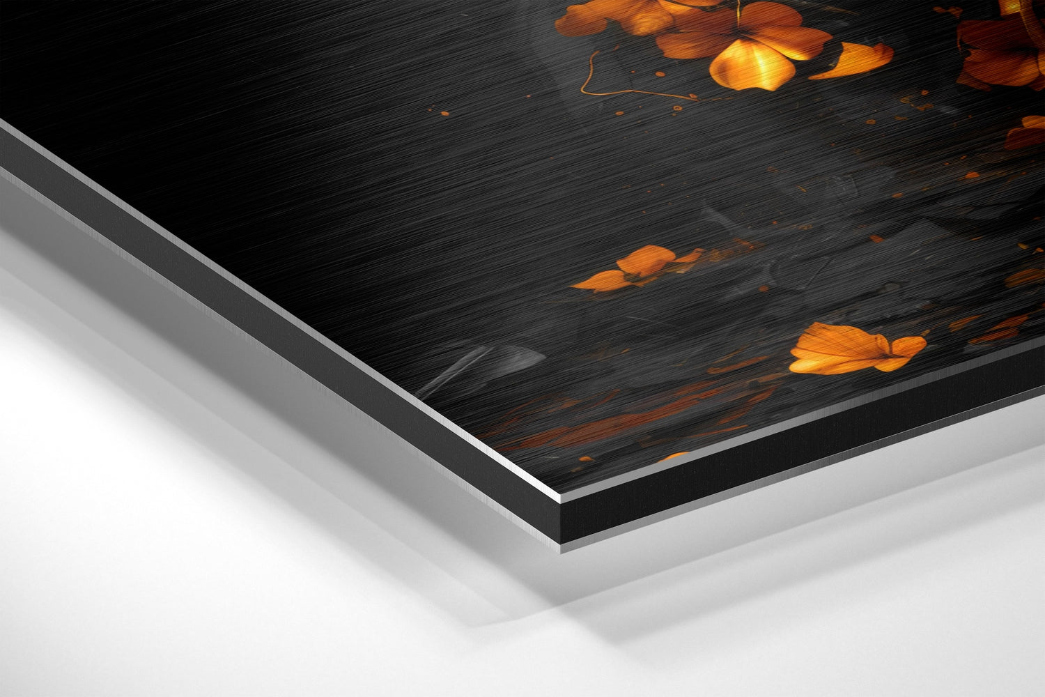 Golden Butterfly with Fiery Embers Brushed Aluminum Dibond Wall Art