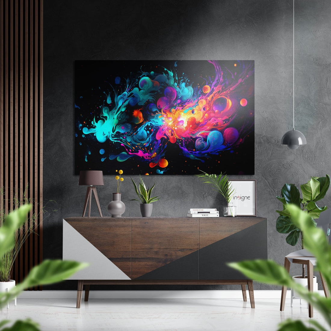 Liquid Bubble Color Splash Brushed Aluminum Dibond Wall Art