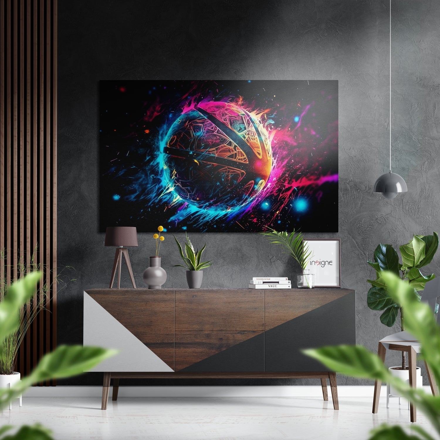 Neon Ball Brushed Aluminum Dibond Wall Art