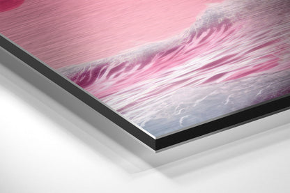 Surf in Pink Planet Brushed Aluminum Dibond Wall Art