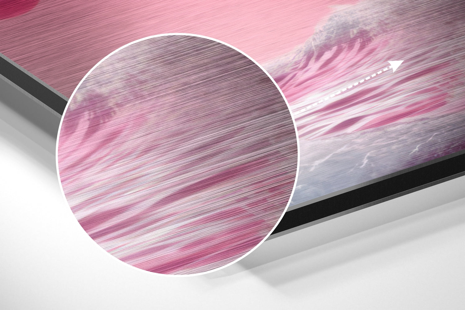 Surf in Pink Planet Brushed Aluminum Dibond Wall Art