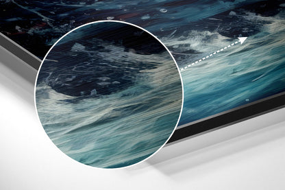 Astronaut Surfing Blue Wave Barrel Brushed Aluminum Dibond Wall Art