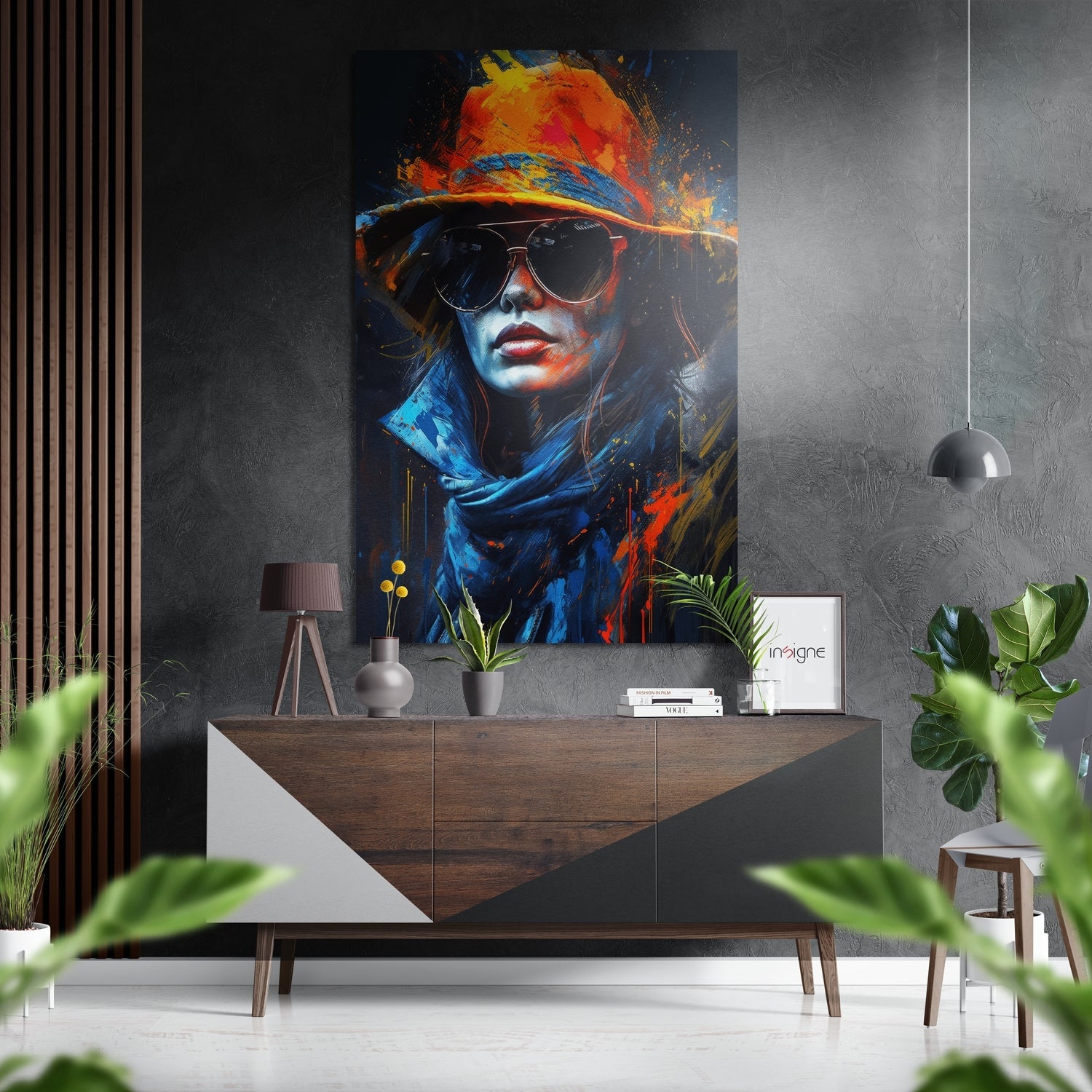 Palette Knife Hat Woman Brushed Aluminum Dibond Wall Art