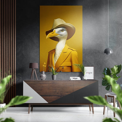 Mustard Yellow Trench Coat Goose Brushed Aluminum Dibond Wall Art