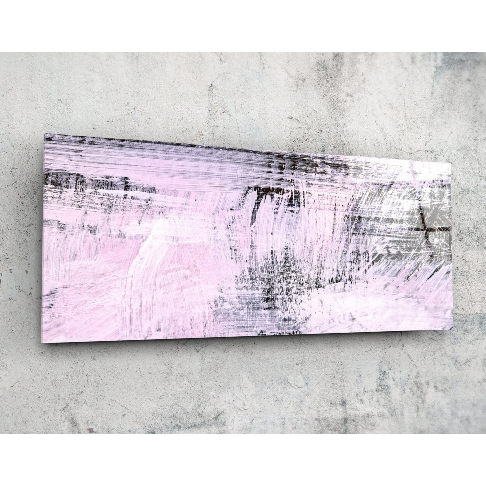Blush Pink And Charcoal Brushstroke Glass Wall Art