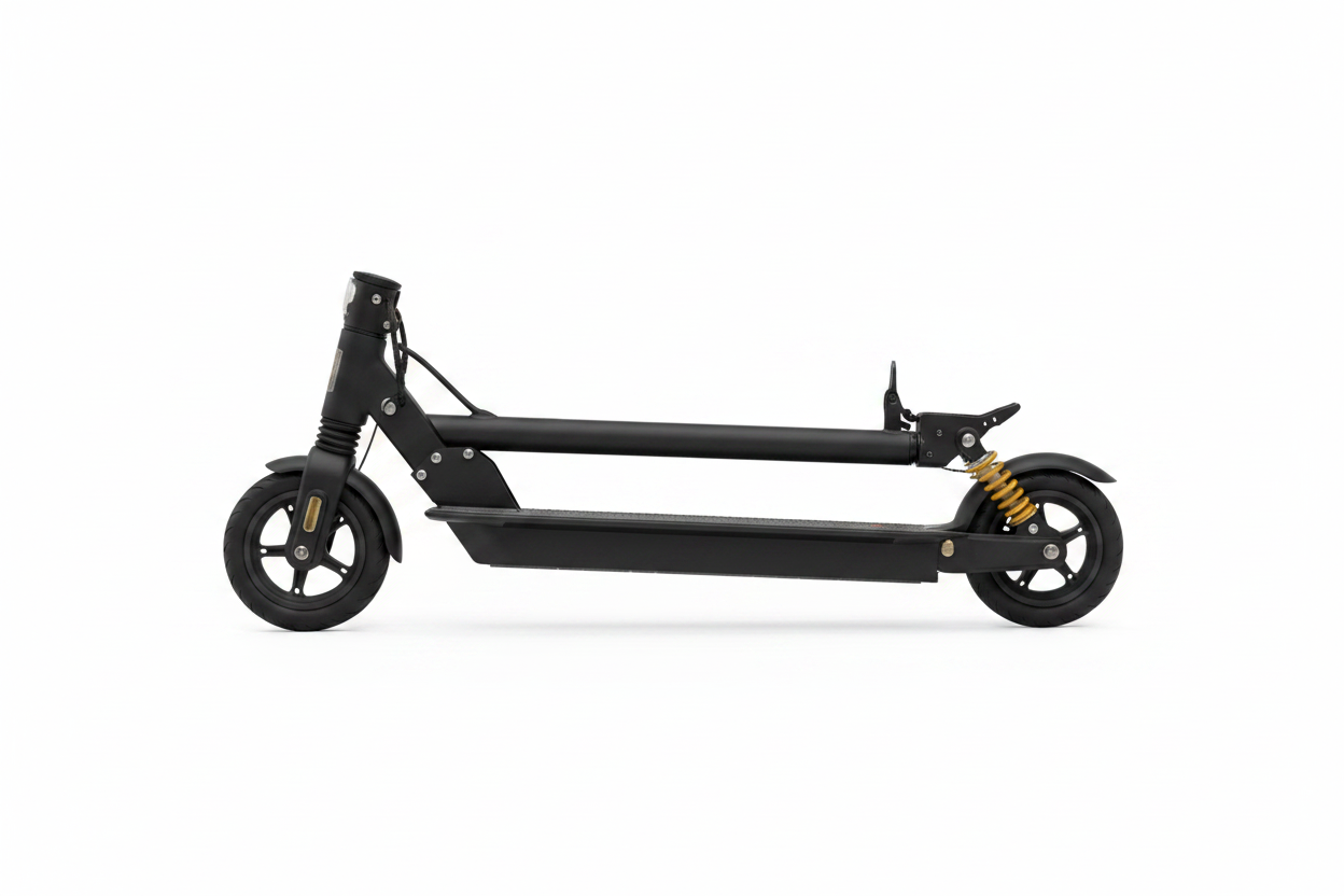 FlipStylez IDEIGITOD Black Foldable Electric Scooter | 24V Lithium Battery, Gold Spring Suspension, LED Headlight, Kids &amp; Adults E-Scooter