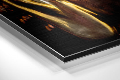 Golden Buddha Face Closeup Brushed Aluminum Dibond Wall Art