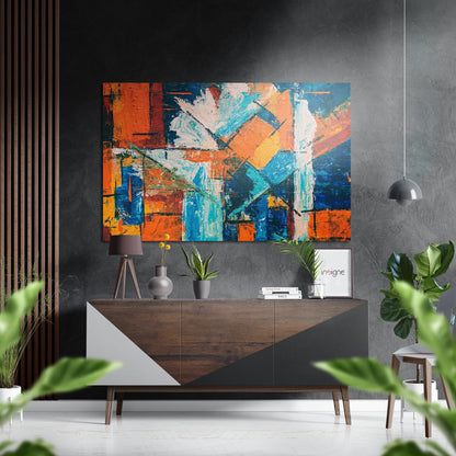 Color Blocks Brushed Aluminium Dibond Wall Art