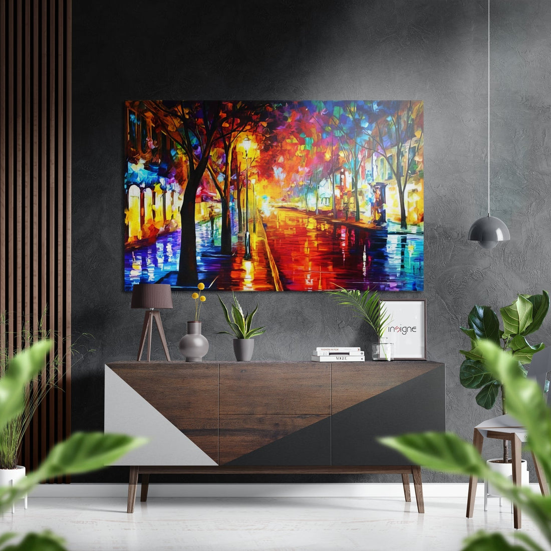 Lighted Street Brushed Aluminium Dibond Wall Art