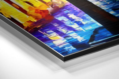 Lighted Street Brushed Aluminium Dibond Wall Art