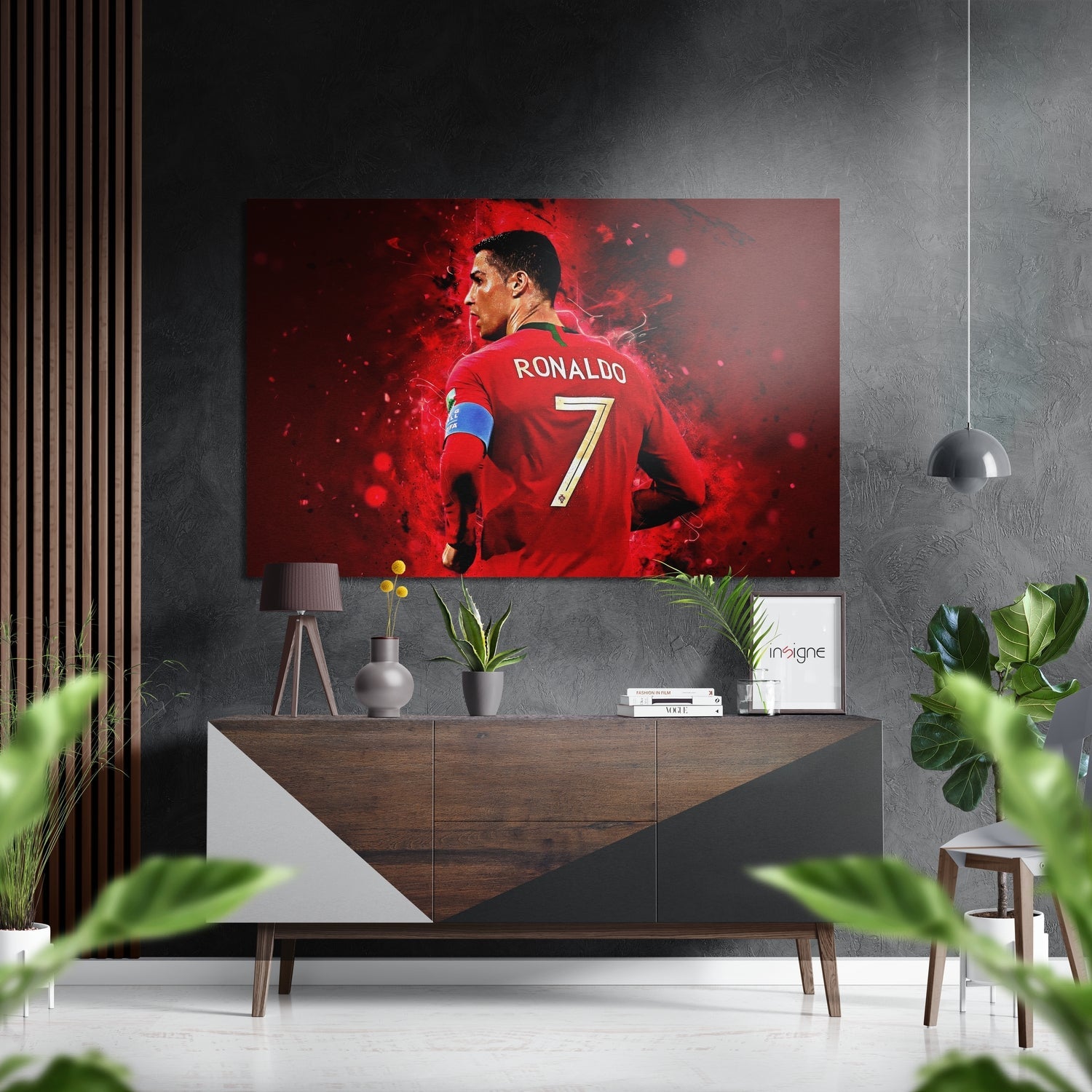 Number 7 Red Jersey Back View Brushed Aluminium Dibond Wall Art