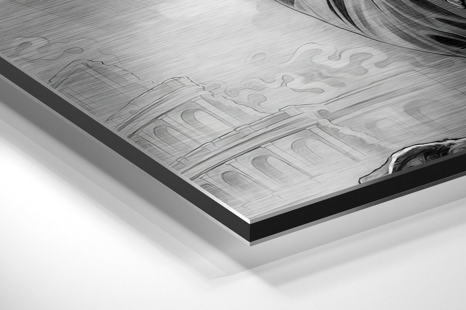 Monochrome Suited Marksman Aiming Brushed Aluminium Dibond Wall Art