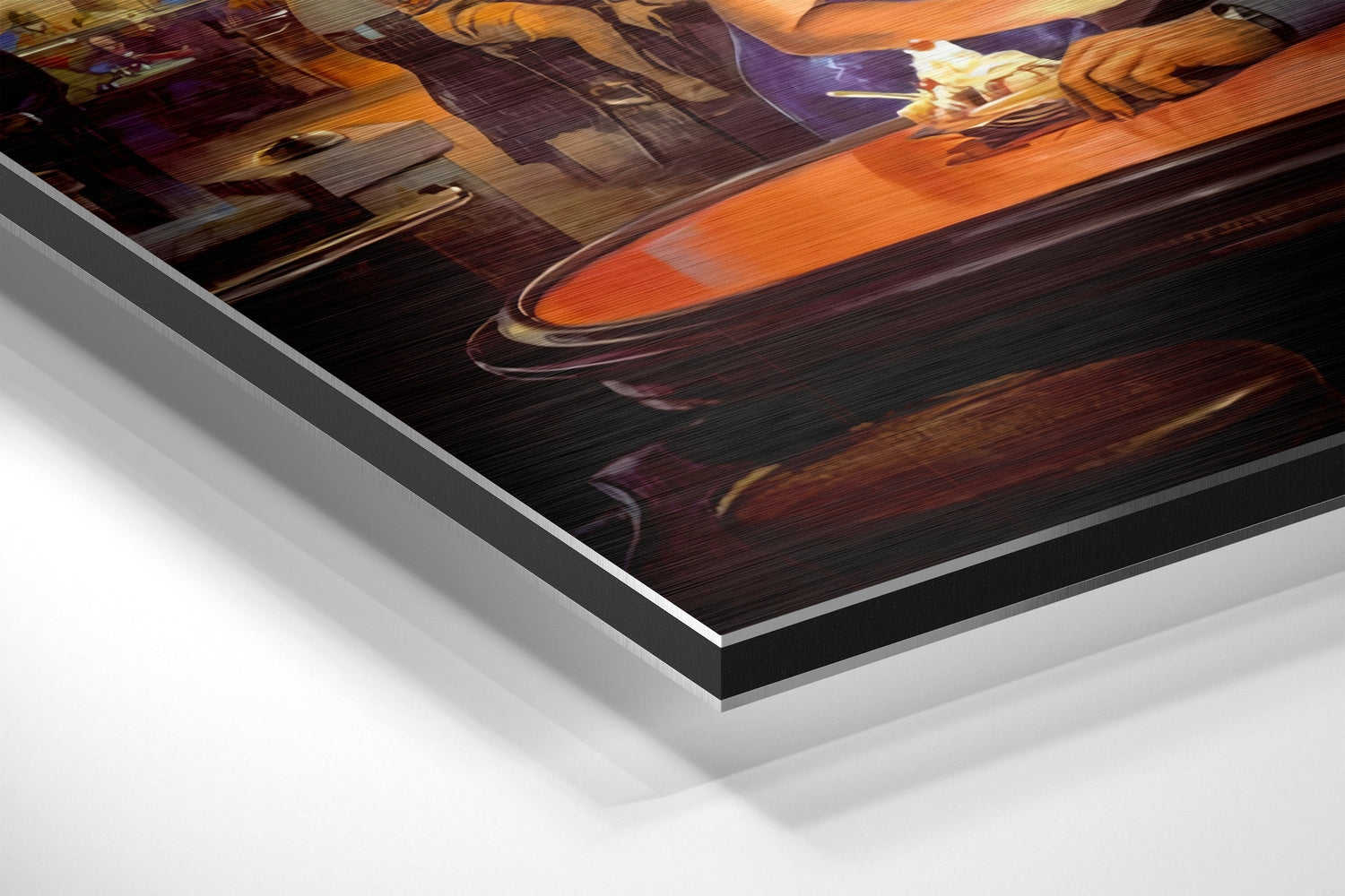 Retro Diner Red Convertible Brushed Aluminium Dibond Wall Art
