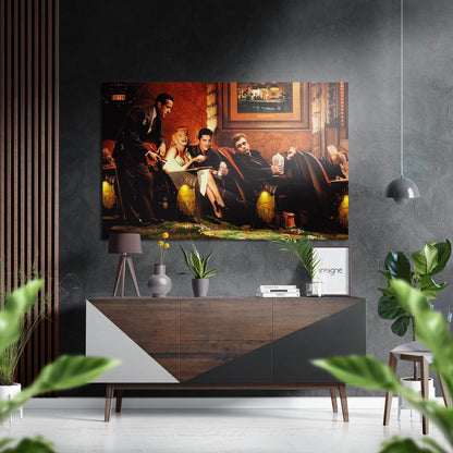 Vintage Lounge Booth Gathering Brushed Aluminium Dibond Wall Art