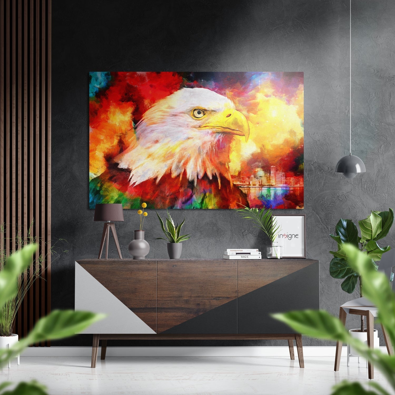 Fiery Rainbow Cloud Eagle Brushed Aluminum Dibond Wall Art