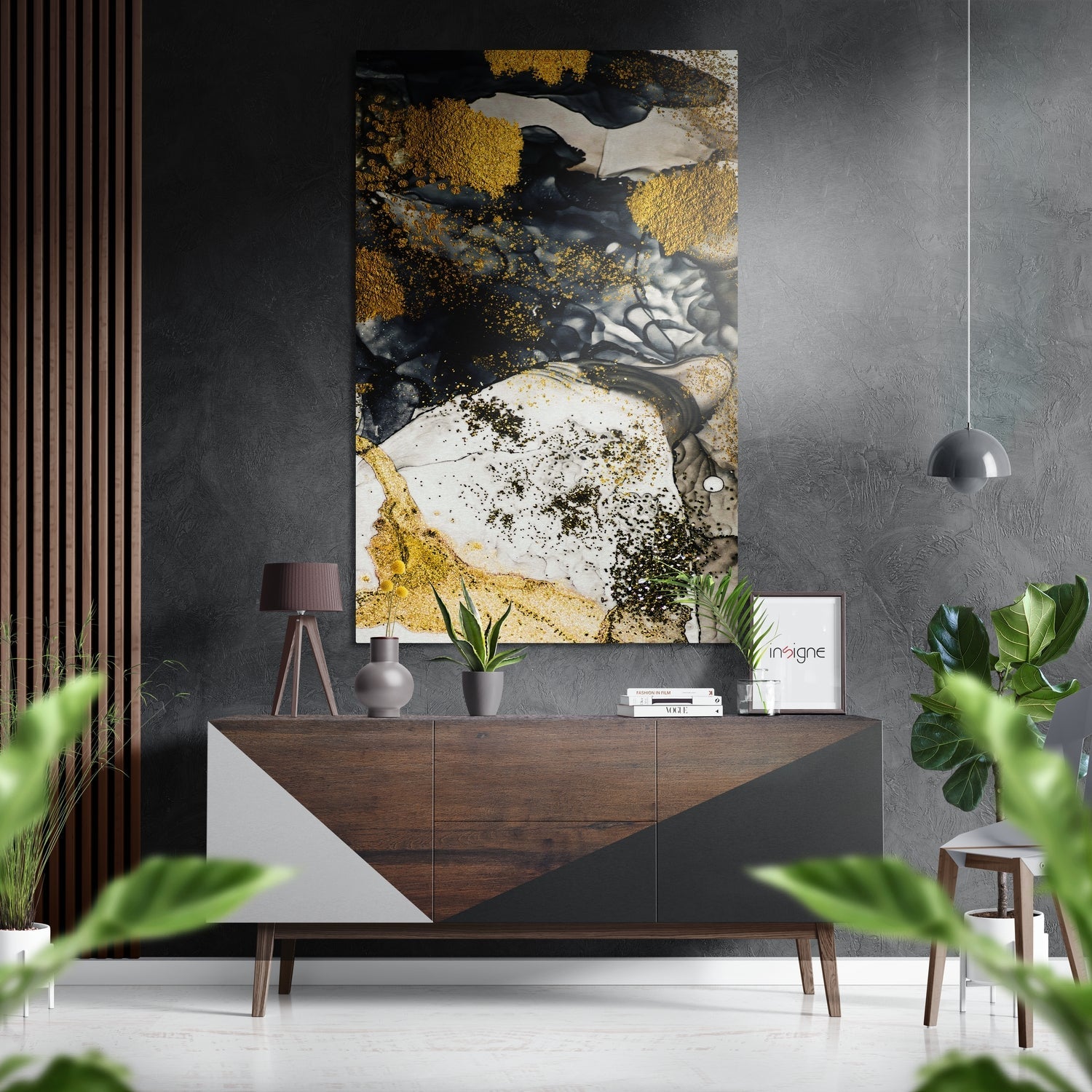 Golden Marble Brushed Aluminium Dibond Wall Art