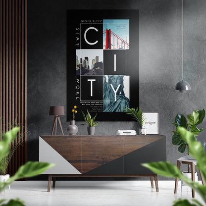 New York Brushed Aluminium Dibond Wall Art