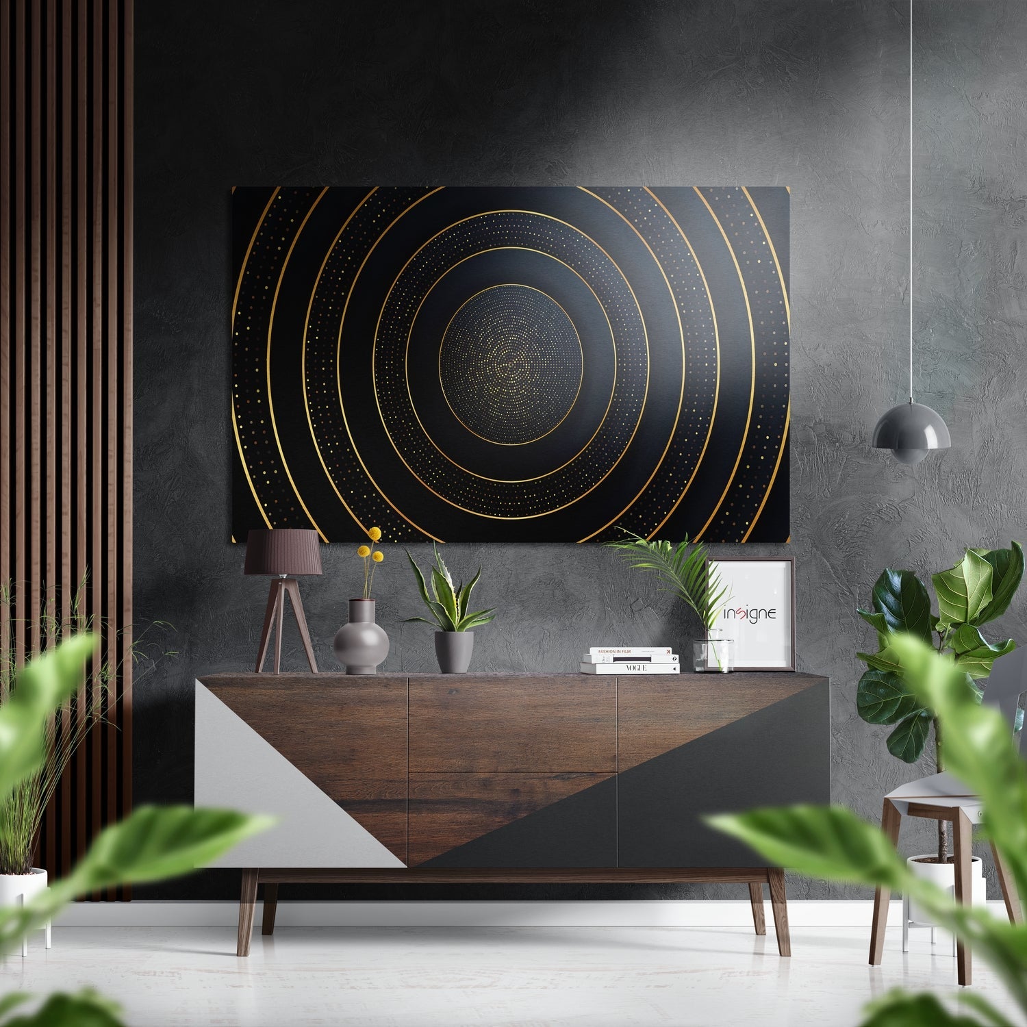 Circles Brushed Aluminium Dibond Wall Art