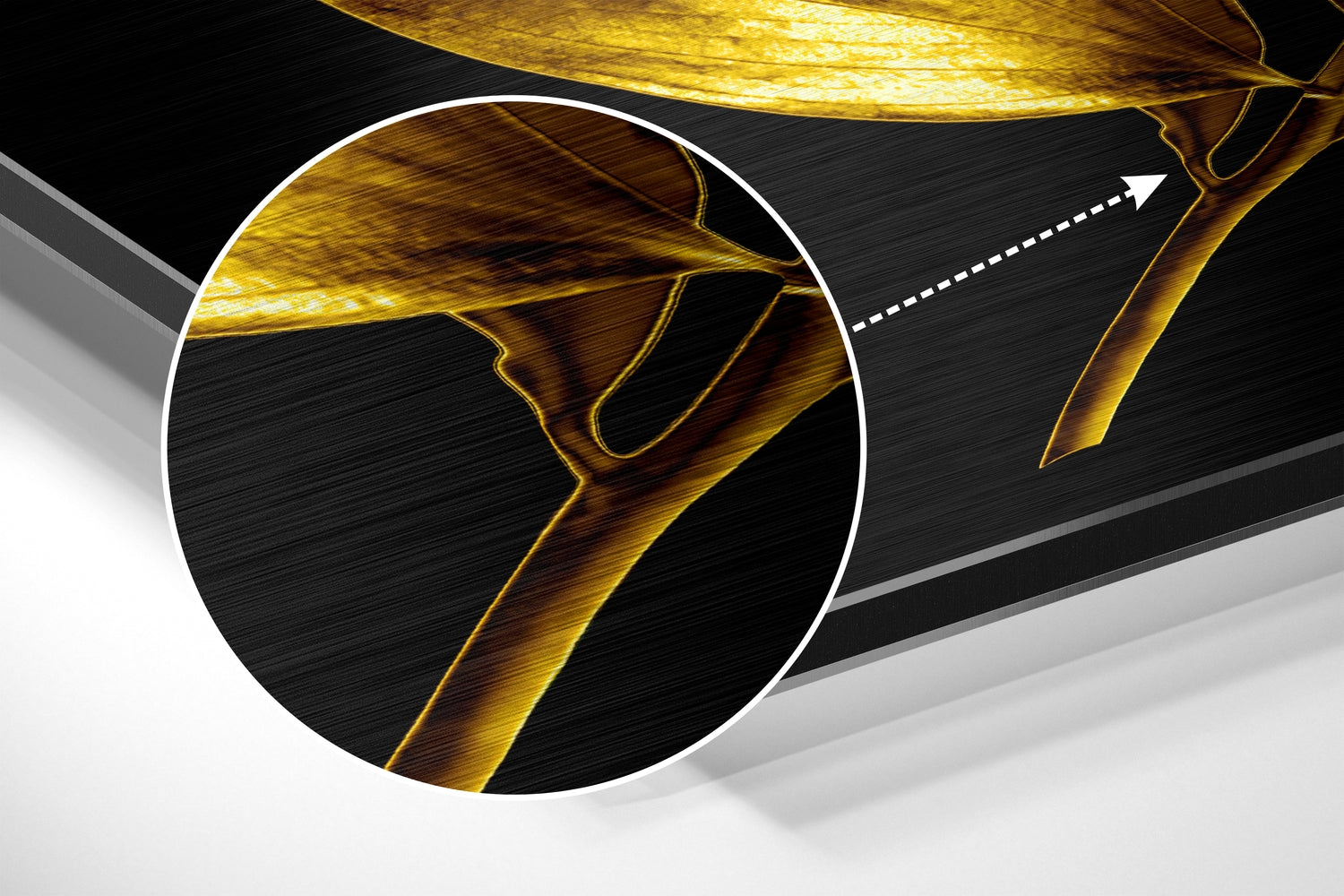 Golden Leaves Brushed Aluminium Dibond Wall Art